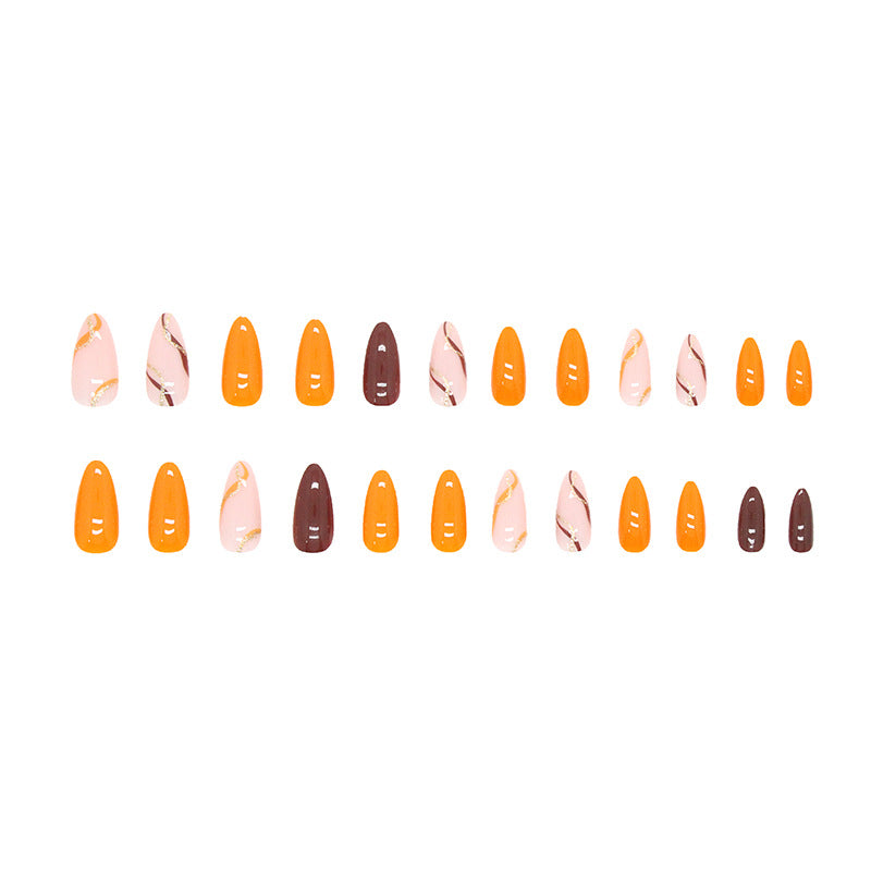 Wholesale Warm Orange Gold Ribbon Resin Nail Stickers